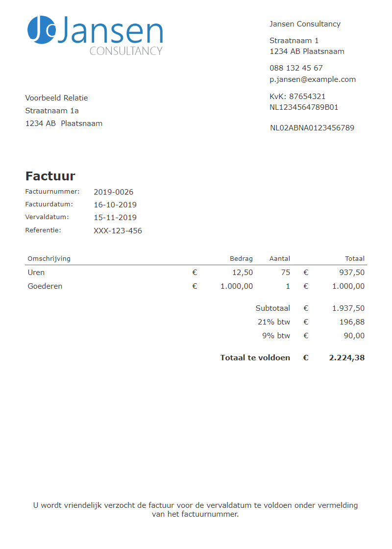 Inspectie Bloesem voorstel Hier moet een factuur aan voldoen - Voorbeeld | DigiBTW